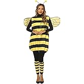 Owl's-Yard Women's Halloween Bee Cosplay Costume Set Bee Dress with Wings Headband Leg Sleeves for Halloween Party Dress Up (Yellow Adult, XXL)