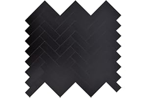 Miscasa 6-Sheet Kitchen Backsplash Peel and Stick Tile, Black Herringbone Aluminum Composite Panel Stick on Wall Tiles, 7.32 sq.ft