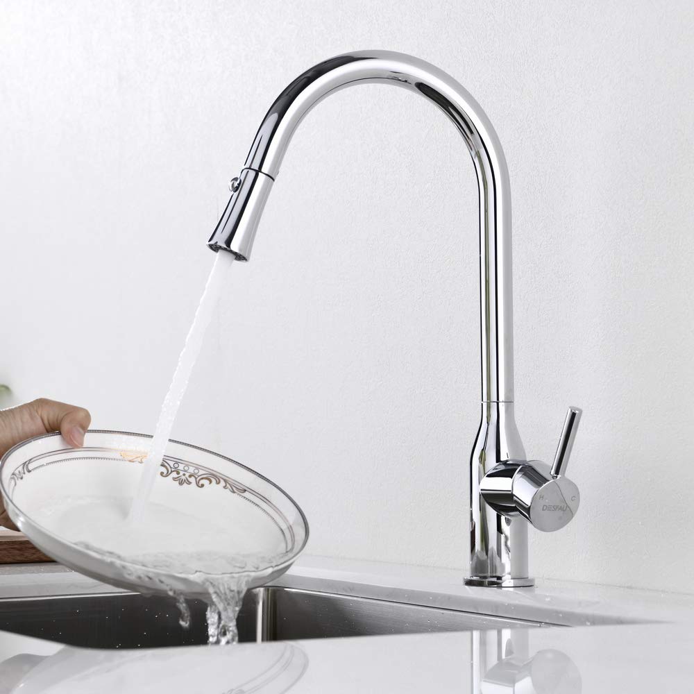 Grifo de cocina 2 funciones 360° Giratorio Grifo de Fregadero Extraíble