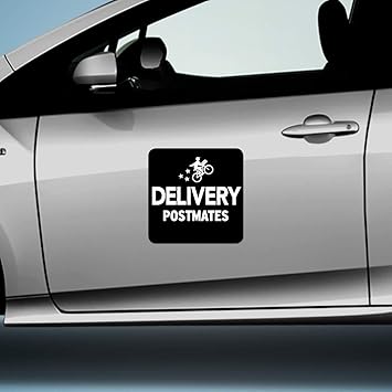 Amazon Com Postmates Car Magnet Signs Set Of 2 Accessories Magnet Sign For Car Gear Delivery Driver Accessories Delivery Magnetic Sign 12x12 Automotive