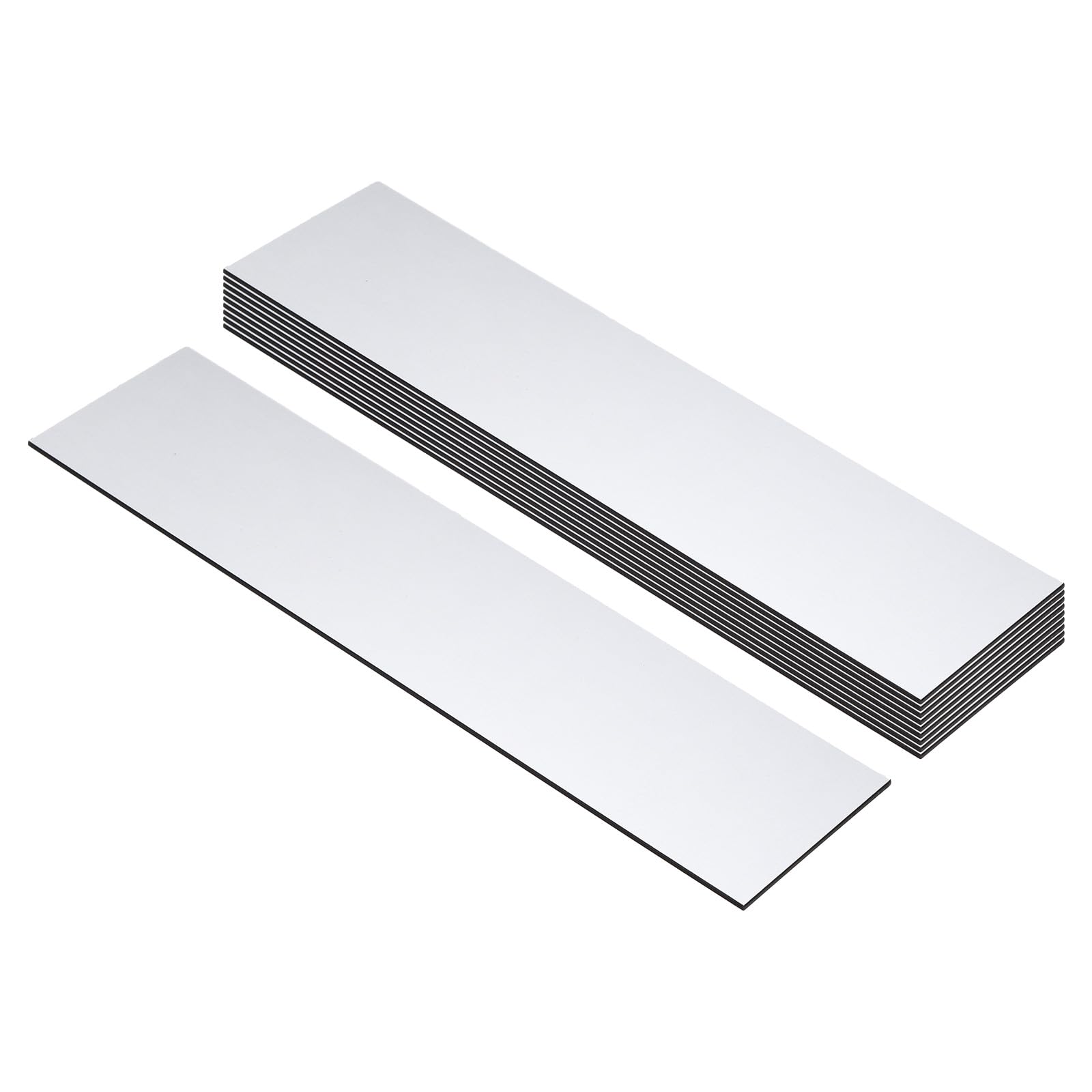 PATIKIL 8x2inch Blank Name Plates, 10Pcs Custom Engraved Name Plate Rectangle Laser Engraving Blanks for Personalized Office Desk DIY Painting Supplies, Light Grey, Black