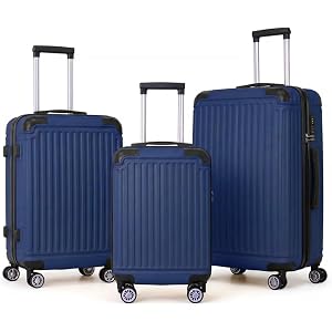 NOXJUQU Luggage Sets 3 Piece Hardshell 8 Spinner Wheels & TSA Lock | Lightweight Durable ABS Hardside Luggage, Scratch-Resist