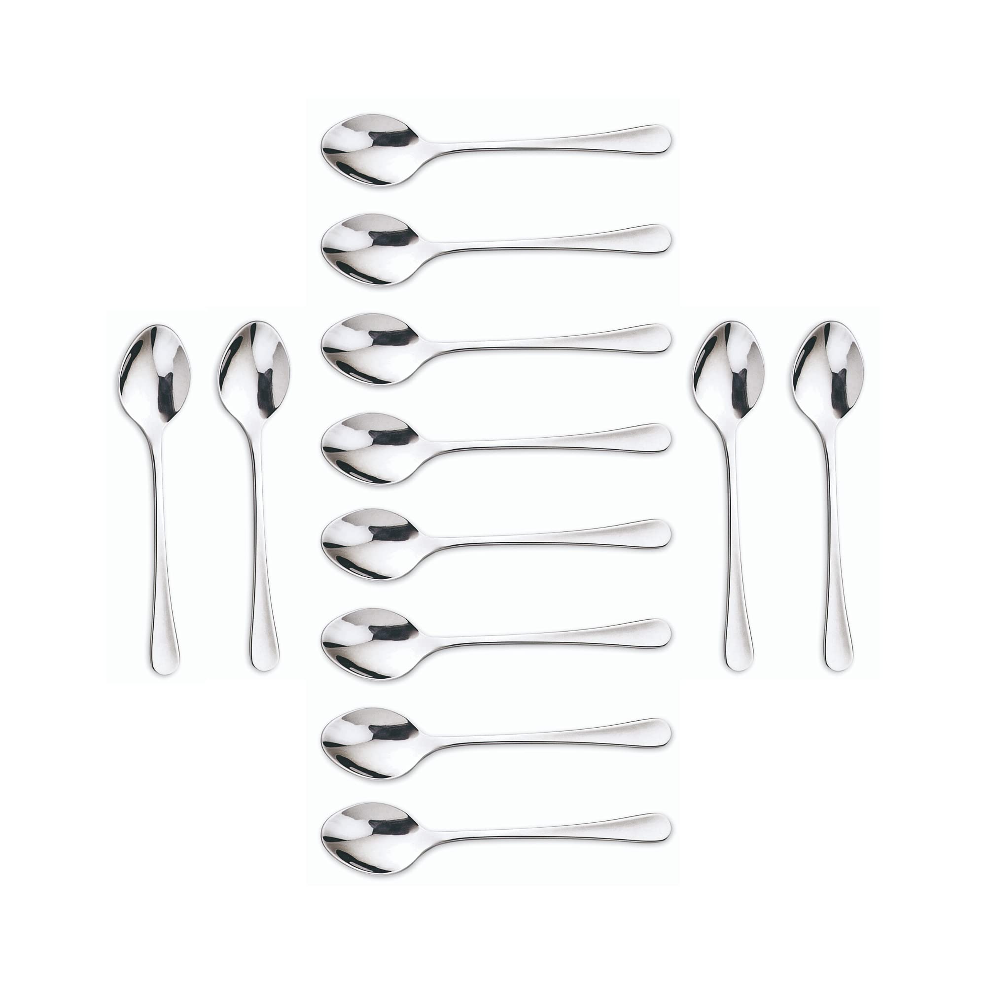 Arcos Series Madrid - Box 12 Pieces Mocca Spoon Table Spoon - Monoblock of one Piece Stainless Steel 18/10 and 115 mm (4.53 Inch) Silver Colour (12 Piece)