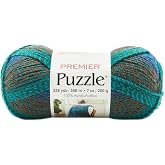 Premier Yarns Puzzle, Lumberjack, Bulky Weight, 7 oz, 328 Yards | Machine Wash, 4-Color Blend, 11 X 4 X 4 Inch, for Knitting and Crocheting