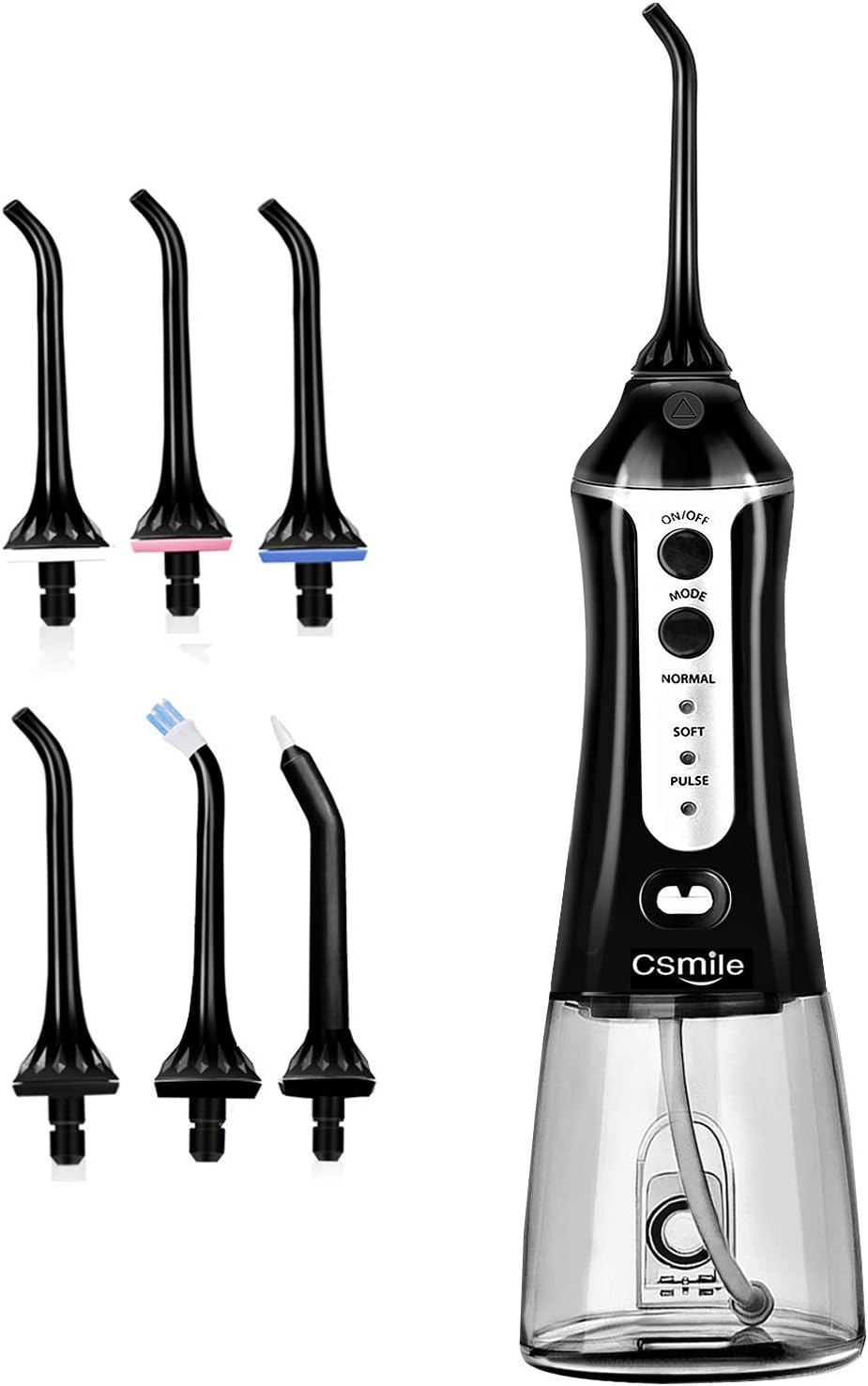 Cordless Water Flosser Portable Professional Dental Oral Irrigator 300ml Reservoir IPX7 Waterproof With 6 Jet Tips for Home and Travel