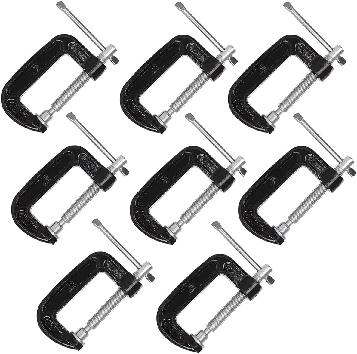 2 Inch C-Clamp Set, Heavy Duty Steel C Clamp Industrial Strength C Clamps for Woodworking, Welding, and Building(8Pcs)