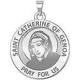 PicturesOnGold.com Saint Catherine of Genoa Religious Medal - 2/3 in. Size of Dime, Sterling Silver with Engraving