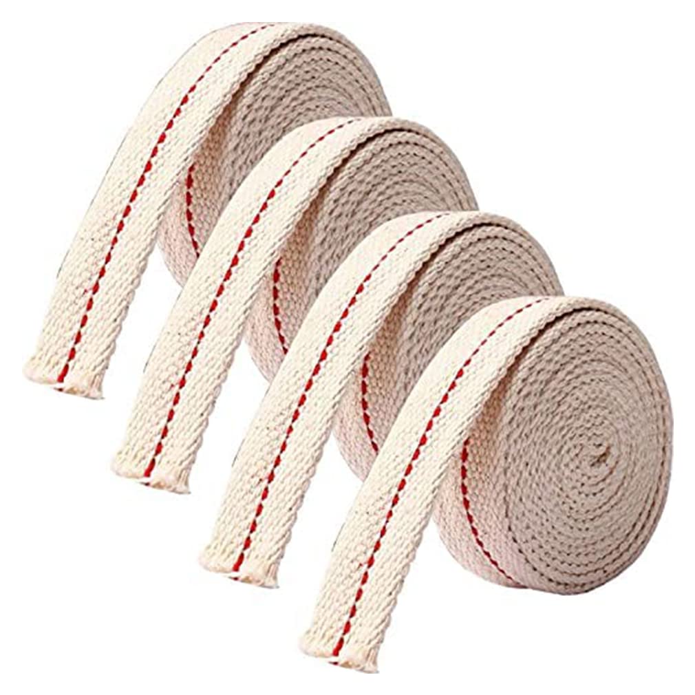 8m/26ft Kerosene Lamp Wick - 4 Rolls, 3/4 Inch Flat Cotton for Oil, Paraffin Lanterns