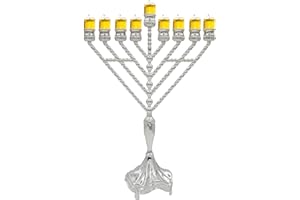 Majestic Giftware Silver-Plated Chanukah Oil Menorah (MN-HA220) | Fits Standard Chanukah Oil Cups and Large Candles | Durable & Long-Lasting Quality | Hanukkah Menorah - 18” High