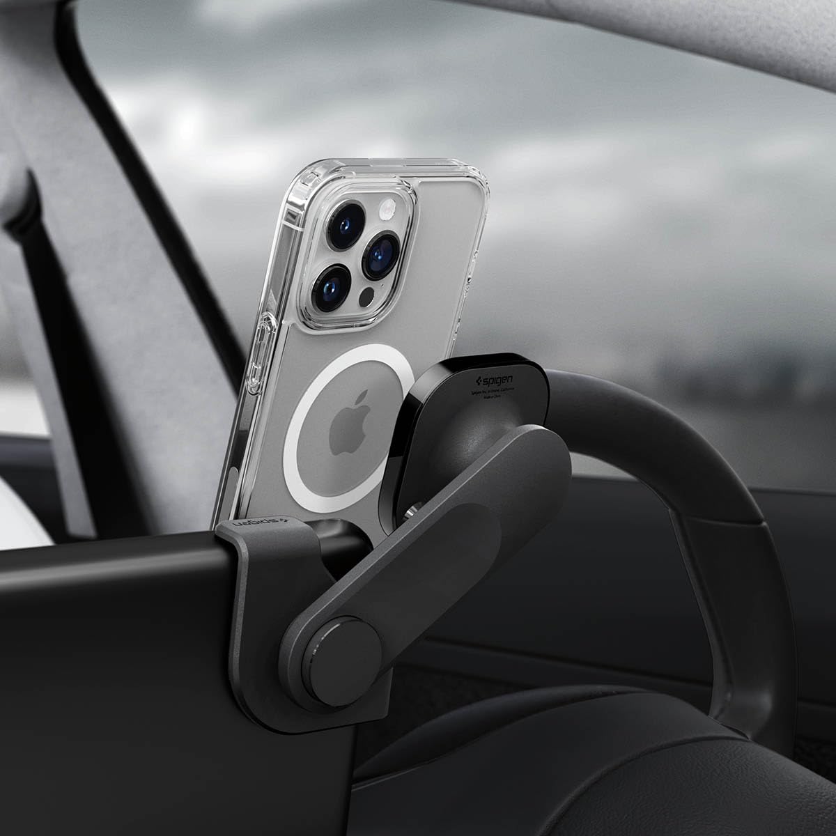 Spigen OneTap 3 MagFit Designed for Tesla Accessories, MagSafe Car Mount, Car Phone Holder, Adjustable Screen Mount, Compatible with Model 3 2023, 2024 highland/Y/S/X and iPhone 17,16,15,14,13,12