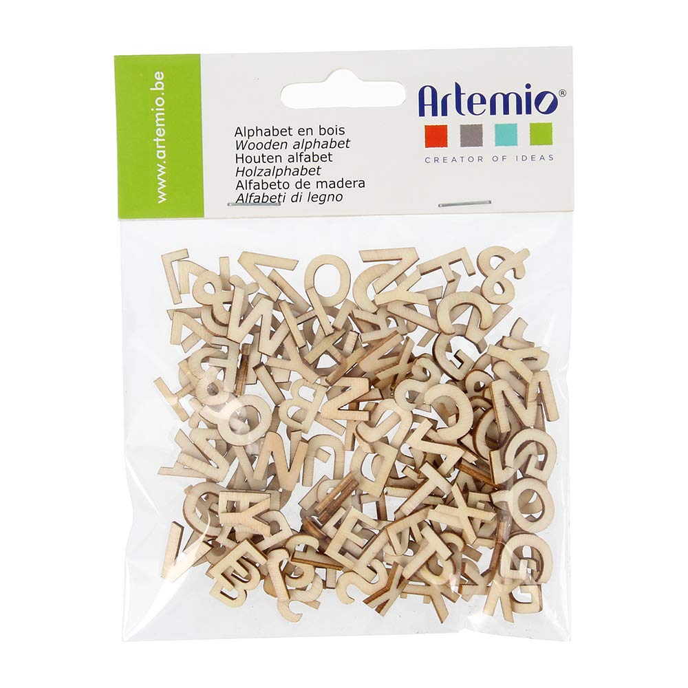 Artemio 1.3 cm Wooden Alphabet Upper Case Loose, Beige