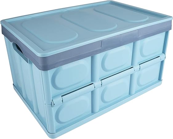 Amazon Co Jp 収納ケース 車用収納ボックス 折りたたみ式 大容量 コンテナボックス 釣り用バケツ 衣類 雑貨 多機能 防塵 防カビ 防湿 家 車 55l 防水袋付き ブルー 車 バイク