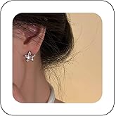 Erimberate Bohemian Crystal Star Stud Earrings Silver Cutout Star Earrings Small Rhinestone Star Stud Earrings Minimalist Cz Star Earrings Jewelry for Women Gifts