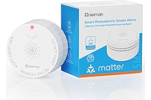 Heiman Matter Smoke Detector, Smart Photoelectric Fire Alarm, Ul217-9Th Listed, Battery Powered, Real-Time Notification, Compatible With Smartthings, Home Assistant, Mini Portable For Home, Rv, Travel