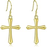 ToHeart Gold Cross Hoop Earrings for Womens Minimalist Gold Earrings Dangle Elegant Hypoallergenic Gifts
