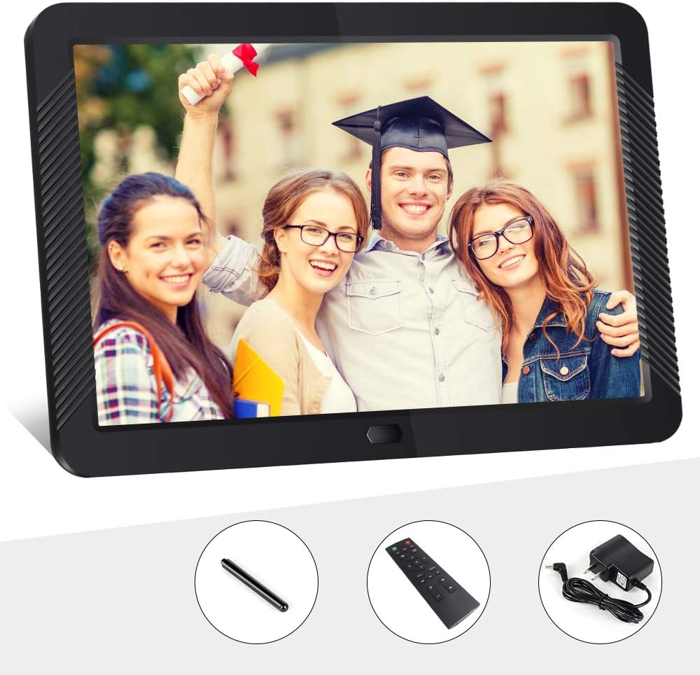 Digital Picture Frame 8 Inch Digital Photo Frame HD 1920X1080P with Remote Control 16:9 IPS Display Auto Slideshow Zoom Image Stereo Video Music Player Support USB SD Card 180° View Angle (Black) : Electronics