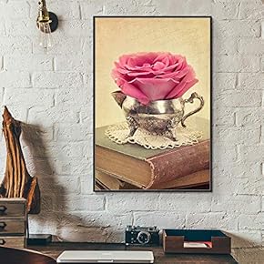 Floating Framed for Living Room Bedroom Retro Flower for