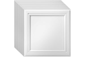 Art3d 12 Pack PVC Ceiling Tiles 24x24 Inches Waterproof Drop Ceiling Tiles/Wall Panels for Interior Wall Decor, Covers 48 Sq.,ft, Matte White