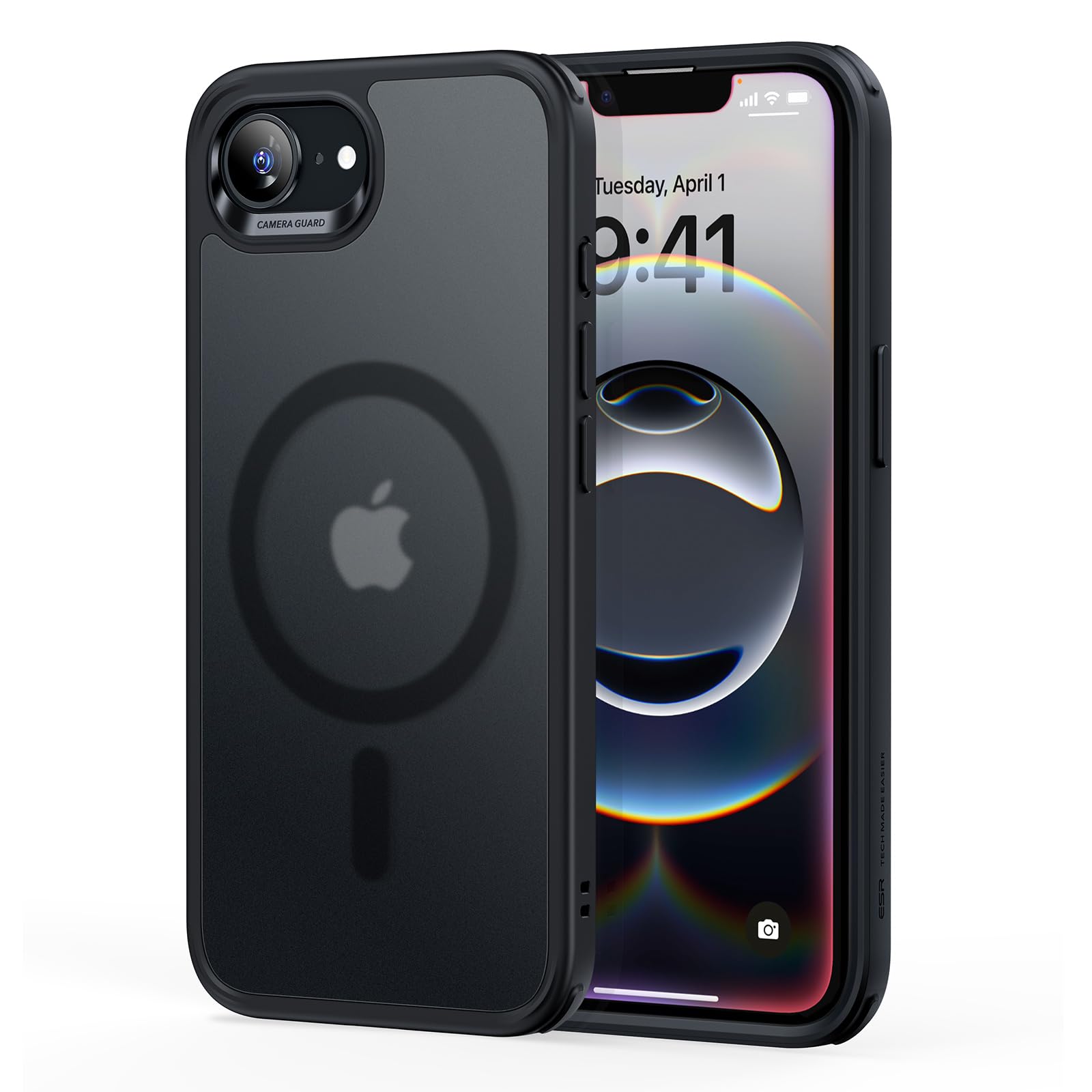 Photo 1 of ESR for iPhone 16e Case, Compatible with MagSafe, Shockproof Military-Grade Protection, Magnetic Phone Case for iPhone 16e Case, Classic Hybrid Case (HaloLock),Frosted Black