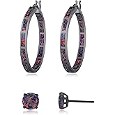 CiNily Opal Hoop Earrings,Women Jewelry Rhodium Plated/Rose Gold or Yellow Gold Plated Gemstone Big Hoop Earrings 32mm