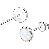 KristLand - Elegant S925 Sterling Silver Round Fire Opal Stud Earrings for Women Gift Simple Style