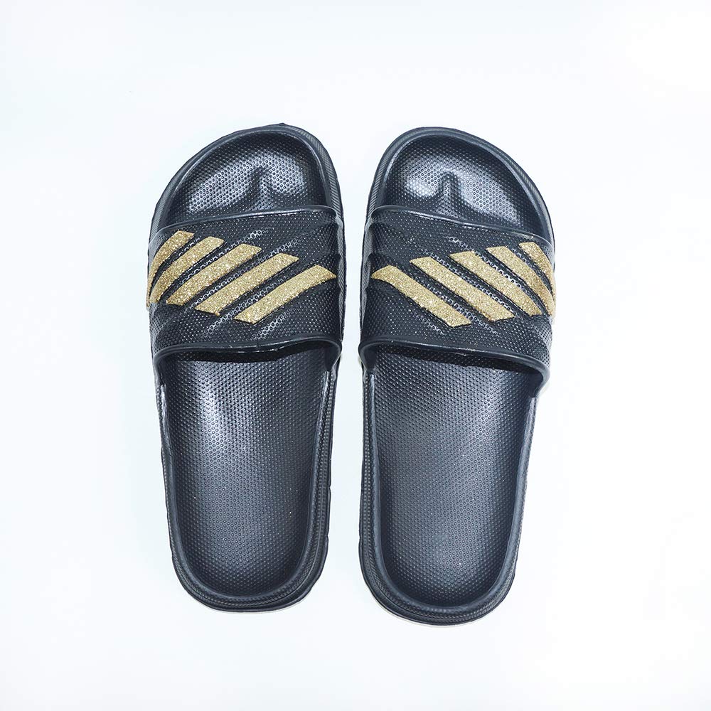 ZooYi Bathroom Shower Sandals Pool Slides Open Toe House Slippers Casual Lightweight Non-Slip Bath Shoes for Mens Womens Gold