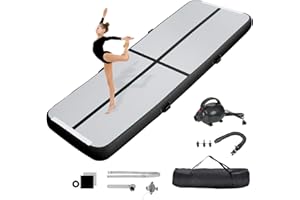 KIKILIVE Inflatable Air Gymnastics Tumbling Mat 10ft 13ft 16ft 20ft, Air Tumble Track Gymnastics Mat 4 inches Thickness with Electric Air Pump, Gymnastics Tumbling Track for Home Use Outdoor Training Cheerleader Yoga Water Beach Park