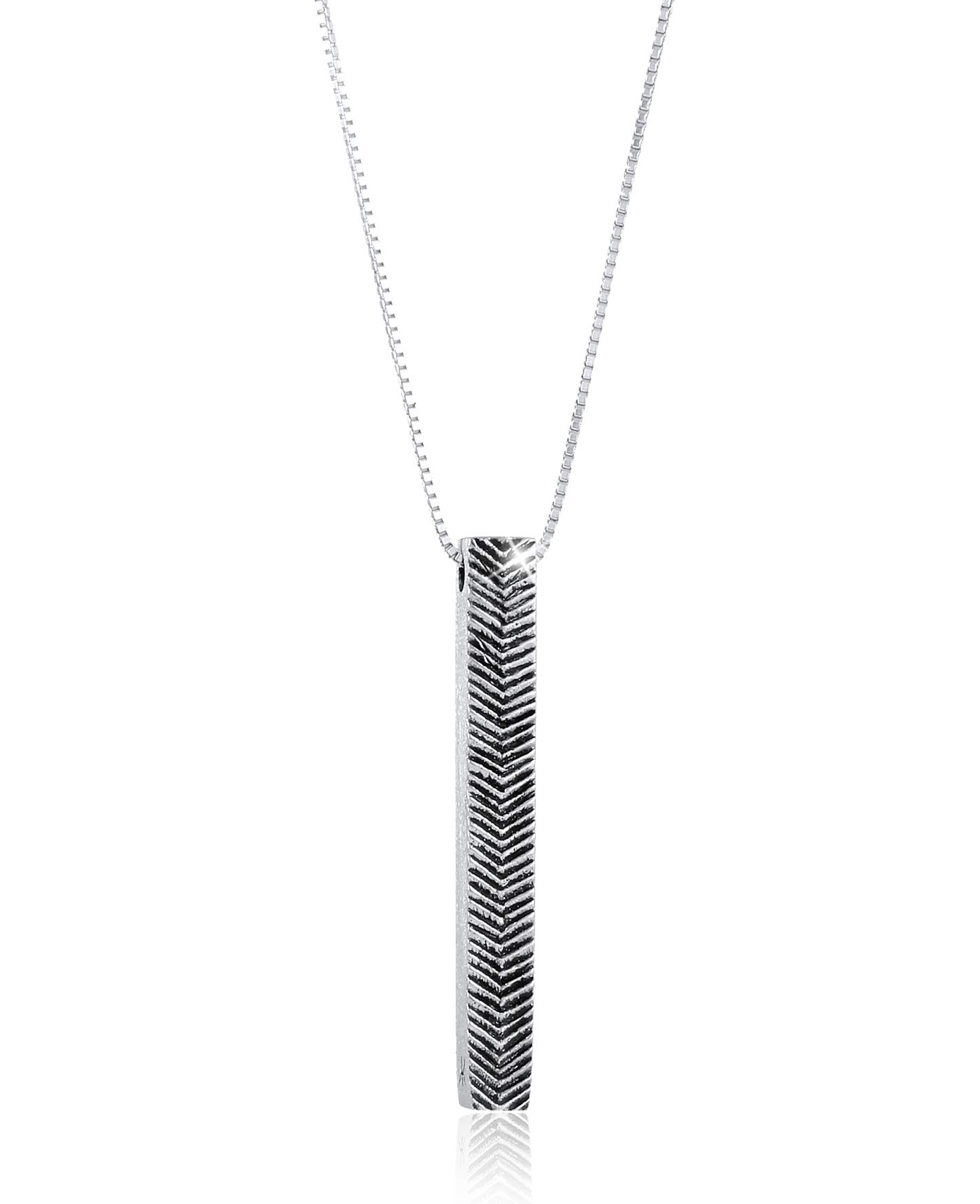 Kuzzoi Men's Necklace with Bar Pendant (40 mm) in Decorated Ornament Look, Solid Chain for Man or Boyfriend, Robust Chain Made of 925 Sterling Silver, Length 60 cm