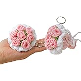 BIMIVAN Mini Crochet Flowers Bouquet Keychain, Knitted Flower - Mothers Day Valentines Gifts for Women Mom Wife