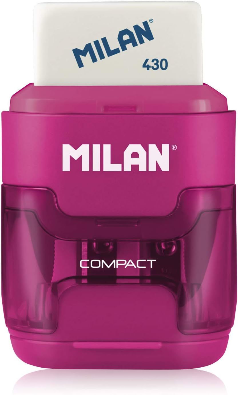 MILAN 151008 2 in 1 Sharpener and Eraser - Assorted Colours (Pack of 16), white, small - Image 4