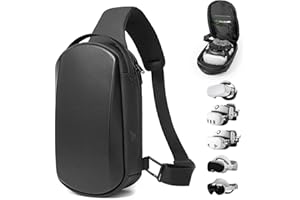 RELOHAS Fashion Sling Bag Compatible With Oculus Quest 2,3,3S/Vision Pro & 2/Elite Strap/BOBOVR S3 PRO/ Kiwi design Battery & ALL SIZE VR Headset Controller Accessories, Crossbody Shoulder Backpack (Black)