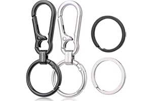 LUCKINEE Metal Keychains Key ring with Carabiner Clip, Spring O Ring for Men Women, Quick Release Metal Key Ring Organizer