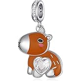 qielizhu Capybara Charm for Bracelet 925 Sterling Silver Cute Capybara Gifts Jewelry for Women