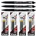 Pilot Precise V5 Rt, 3 Pens 26062 with 4 Packs of Refills, Black Ink, 0.5mm X-fine