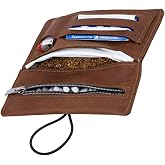 Simaru Tobacco Pouches - Italian Leather Tobacco Tins for Men with Double Paper Holder, Secure Filter Compartment, and Extra Lighter Pocket - Compact, Stylish, and Durable Tobacco Pouch (Lightbrown)