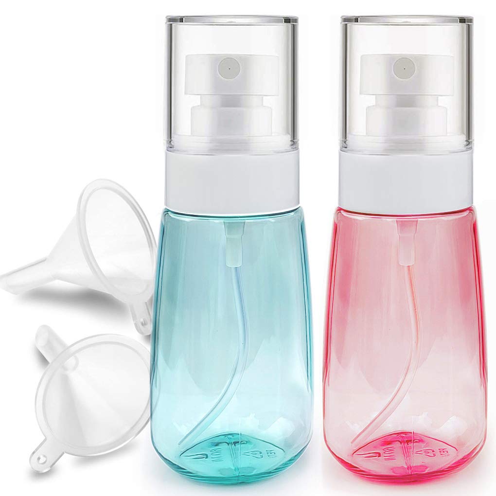 Mist Spray Bottle for Hair, Glass Feel Spray Bottles for Cleaning Solutions (PETG Bottle), Mister Spray Bottle for Cleaning, Essential Oils, Hydrating, Cooling solutions(2oz/60ml x2PCS)