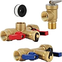 Solimeta 3/4 Inch IPS Isolator Tankless Water Heater Service Valve Kit with Pressure Relief Valve, Lead-Free Brass
