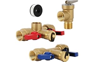 Solimeta 3/4 Inch IPS Isolator Tankless Water Heater Service Valve Kit with Pressure Relief Valve, Lead-Free Brass