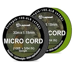 Legnowit Micro Paracord, 2 Pack 1.18mm x 100ft Thin