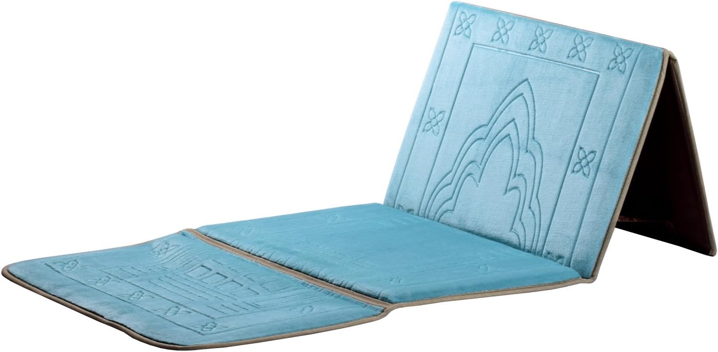 Deserthome Prayer Carpet,Muslim Fold Islam Portable Prayer Rugs with Storage Bag Back Carpet(Lake Blue)