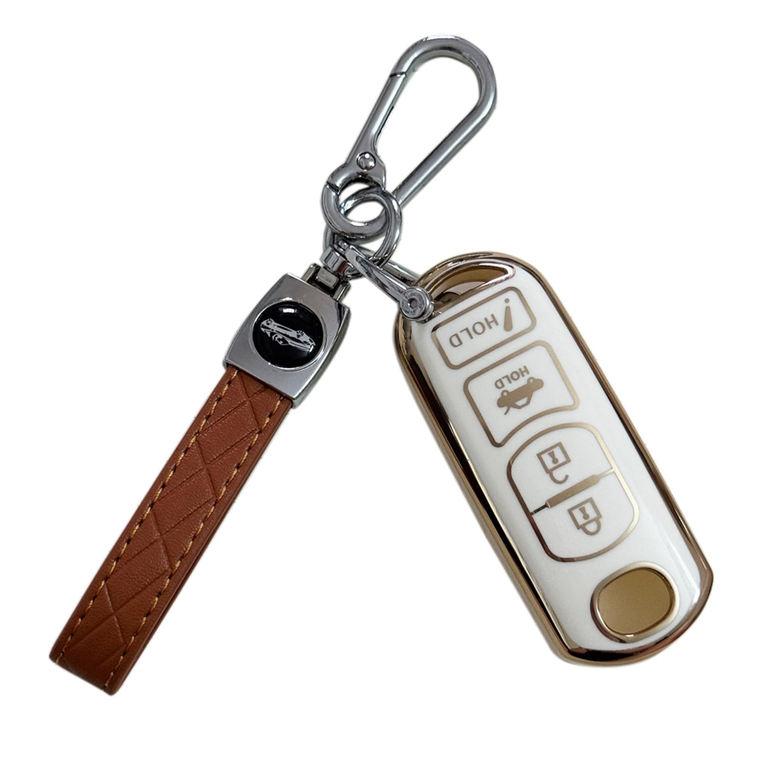 Photo 1 of ***2 PACKS INCLUDED***Key Fob Cover for Mazda CX5 ?4 Buttons Key Fob Remote Case Fit for Mazda 6 MX-5 Miata 3 CX-9 CX-5 2009-2020 Soft TPU with Leather Keychain ? WAZSKE13D01 WAZSKE13D02 KR55WK49383 GJY9-67-5DY? (White)***2 PACKS INCLUDED***