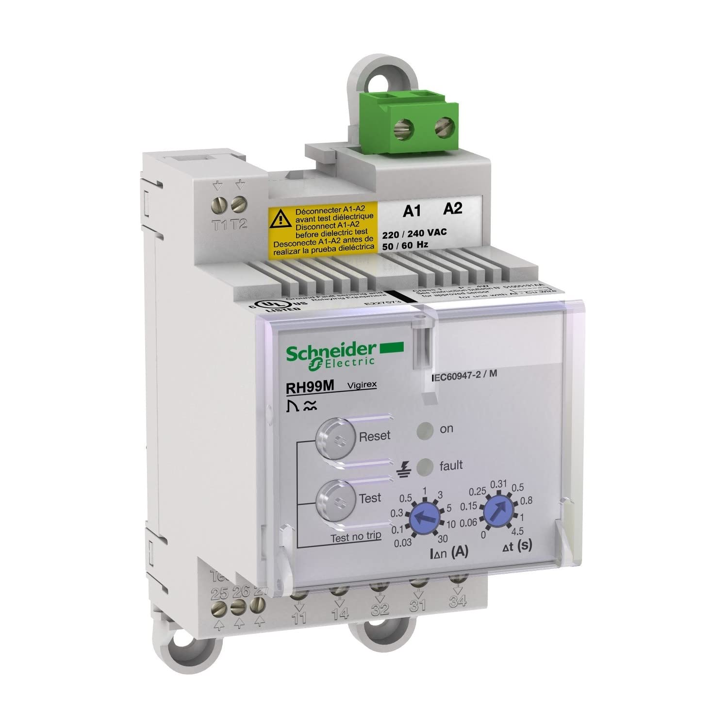 Schneider Electric 56172 EARTHLEAKAGE RELAY RH99M WITH MANUAL RES, White