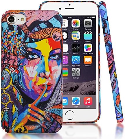 iPhone 7 Case,iPhone 8 Case,4.7 INCH,CLOUDS Luminous Smooth Premium Durable Hard PC Cool Tribe Woman oil painting case with a free screen protector