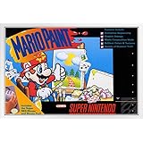 Pyramid America Mario Paint Super Nintendo NES SNES Game Series Box Art Yoshi Luigi Princess Print White Wood Framed Poster 1