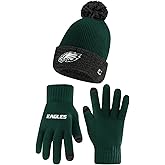 Ultra Game NFL Unisex Kids Super Soft Two Tone Winter Beanie Knit Hat with Extra Warm Touch Screen Gloves