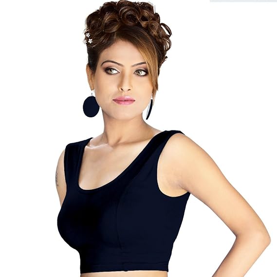 Women's Readymade Stretchable Cotton Blouse |Sleeveless|Navy Blue|Size 36|1940.