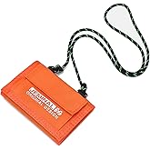 JEMINAL Lanyard Trifold Wallet for Men Nylon Wallet with Multiple Card Slots and ID Window Orange
