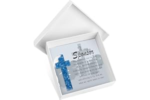 Fuutreo 3 Pieces Confirmation Sponsor Gifts Sponsor Appreciation Gift Hanging Cross with Touching Sentiment and White Gift Boxes with Lids First Communion Thank You Gift for Sponsor