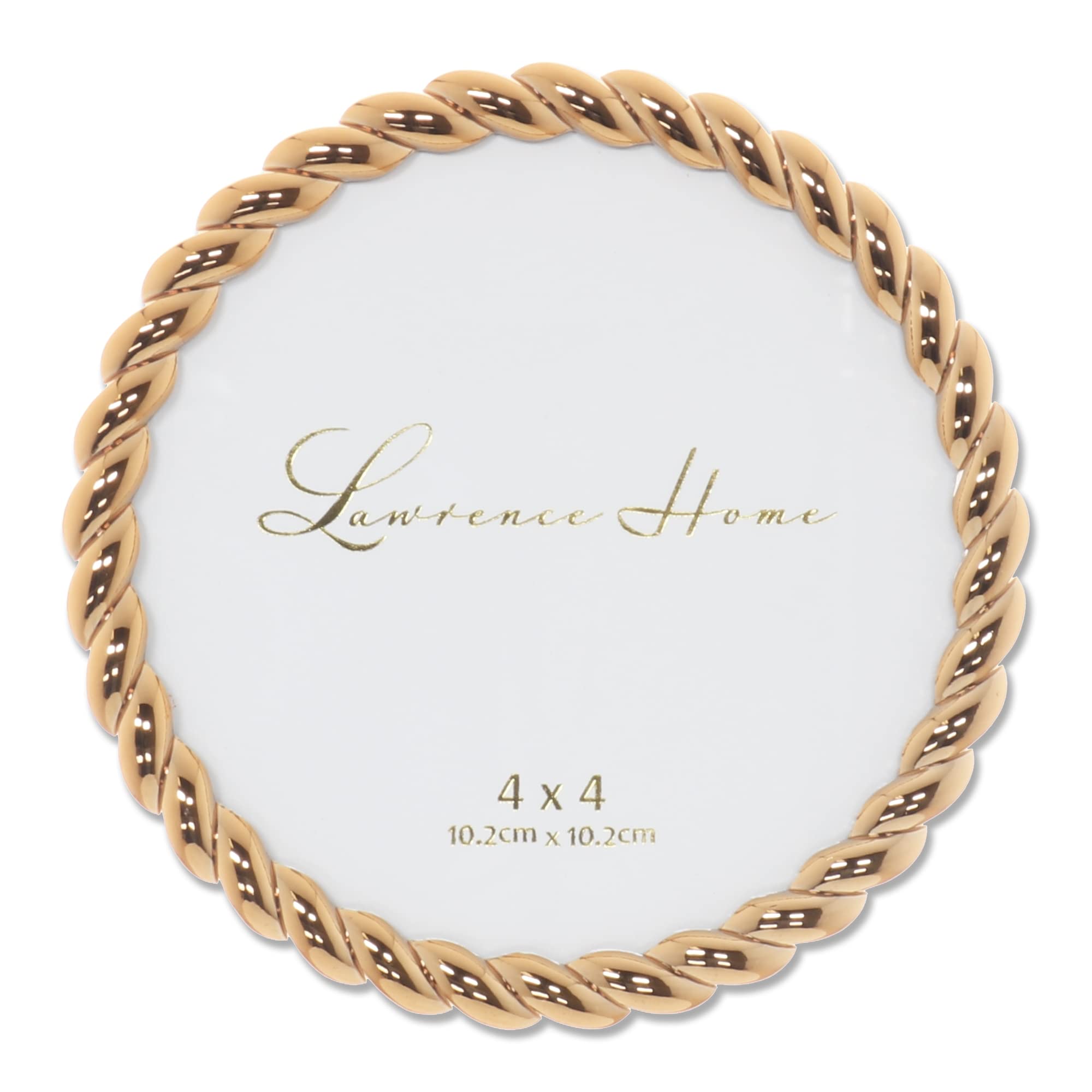 Lawrence Frames Rope Design Metal Frame, 4x4 Round, Gold