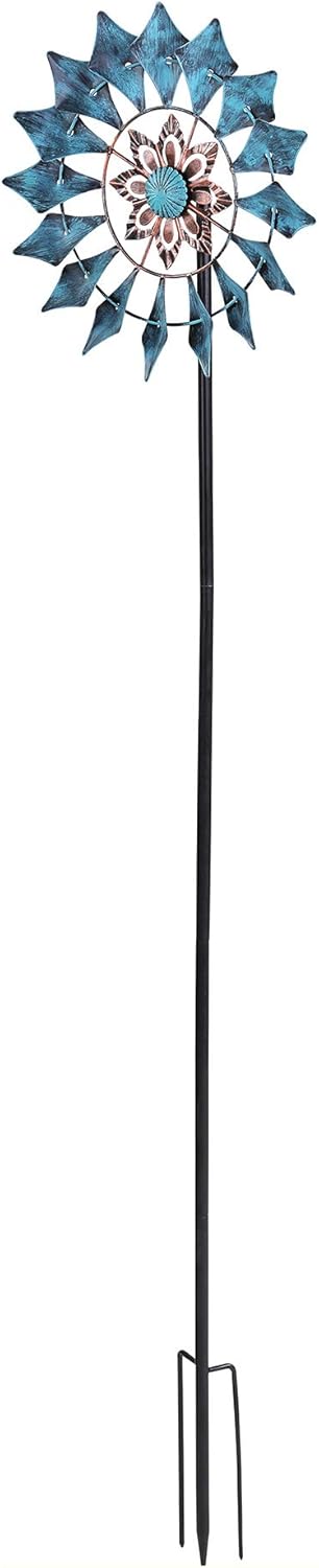 SteadyDoggie Wind Spinner Emerald 61in Single Blade Easy Spinning Kinetic Wind Spinner for Outside – Vertical Metal Sculpture Stake Construction for Outdoor Yard Lawn & Garden : Garden & Outdoor